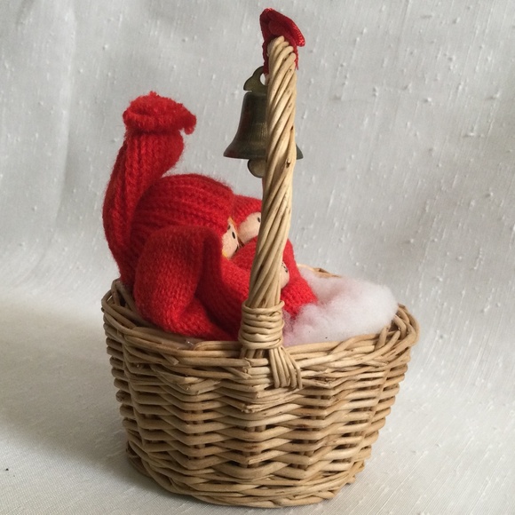 🎄🎅🎁Ljungstroms Sweden Handmade Mom Children Triplets Snow Basket Working Bell - Picture 7 of 9